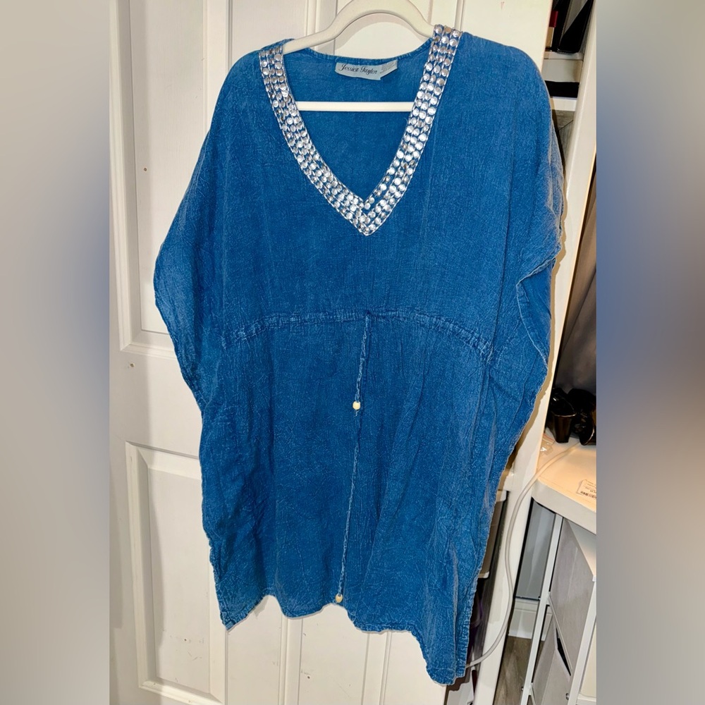 Jessica Taylor one size light denim blue tunic/cover-up/dress